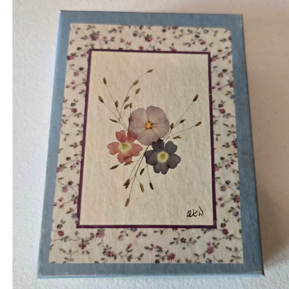 Vintage Olympicard Pressed Flower Notes 11 Cards Boxed Floral Stationery